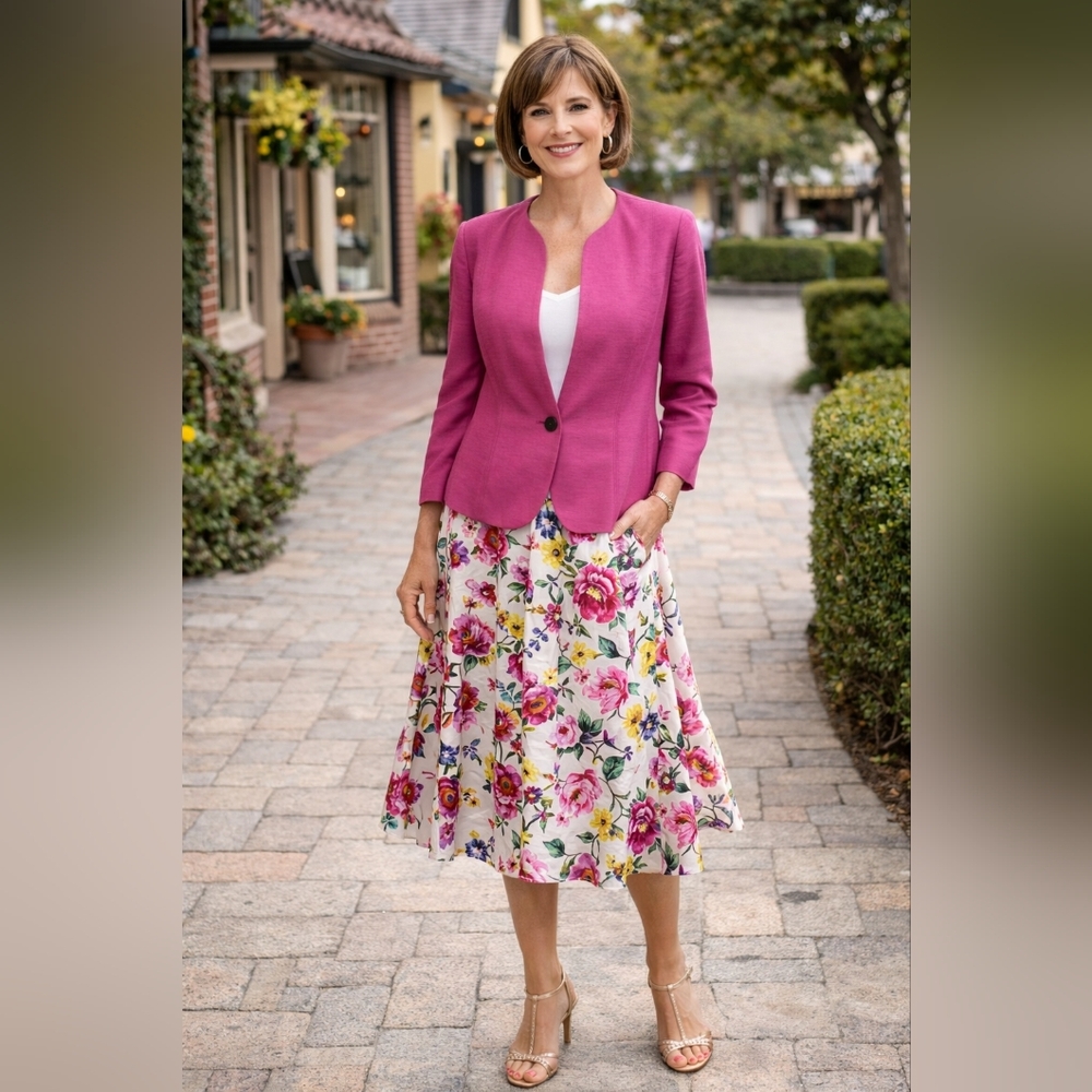 Jones Wear Viscose Blend Fuchsia Fitted Silhouette One Button Lined Blazer, 14